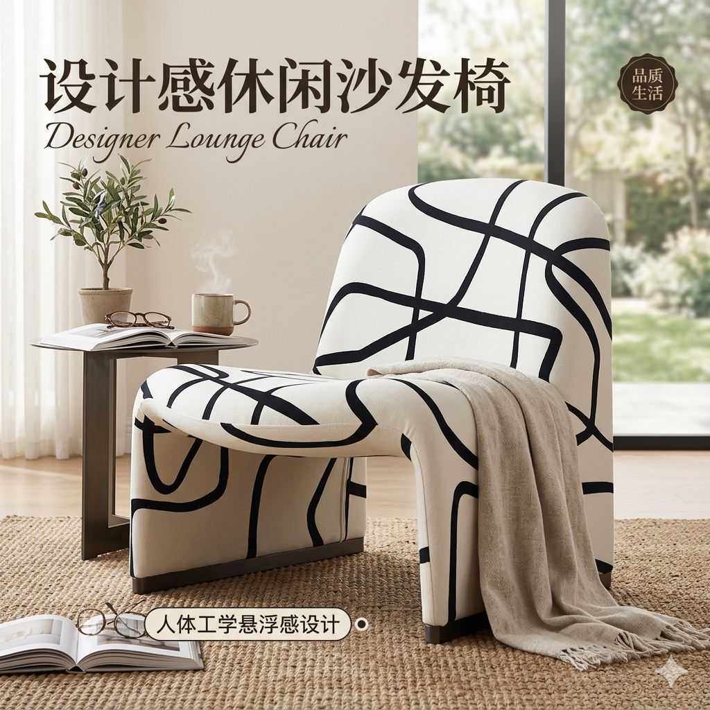 北欧单人沙发网红创意设计师款山丘椅现代简约家用客厅休闲沙发椅