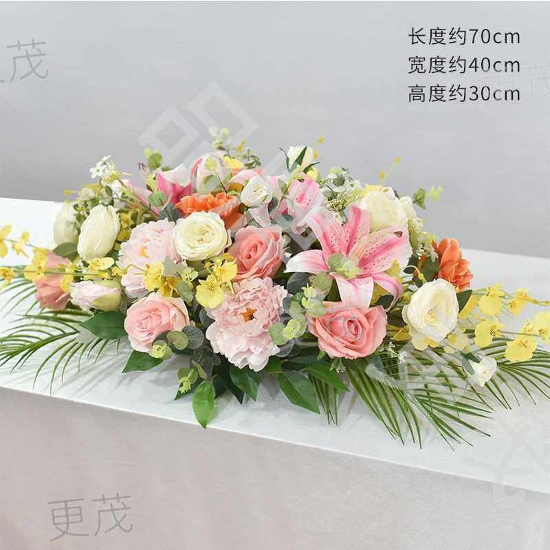 会议桌花长桌摆花仿真花商务活动签到台电视柜茶几装饰台花餐桌花