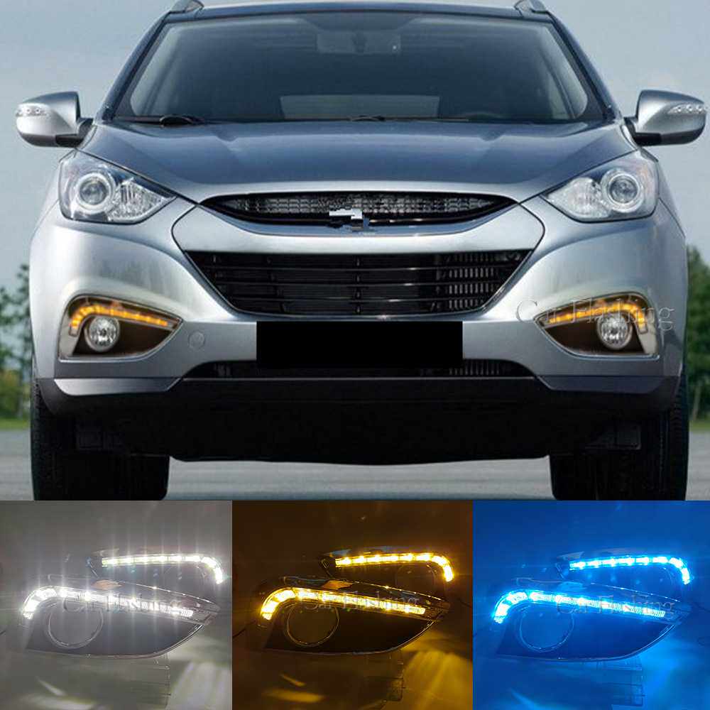 适用于现代10-12款ix35日行灯改装LED日间行车灯前雾灯流