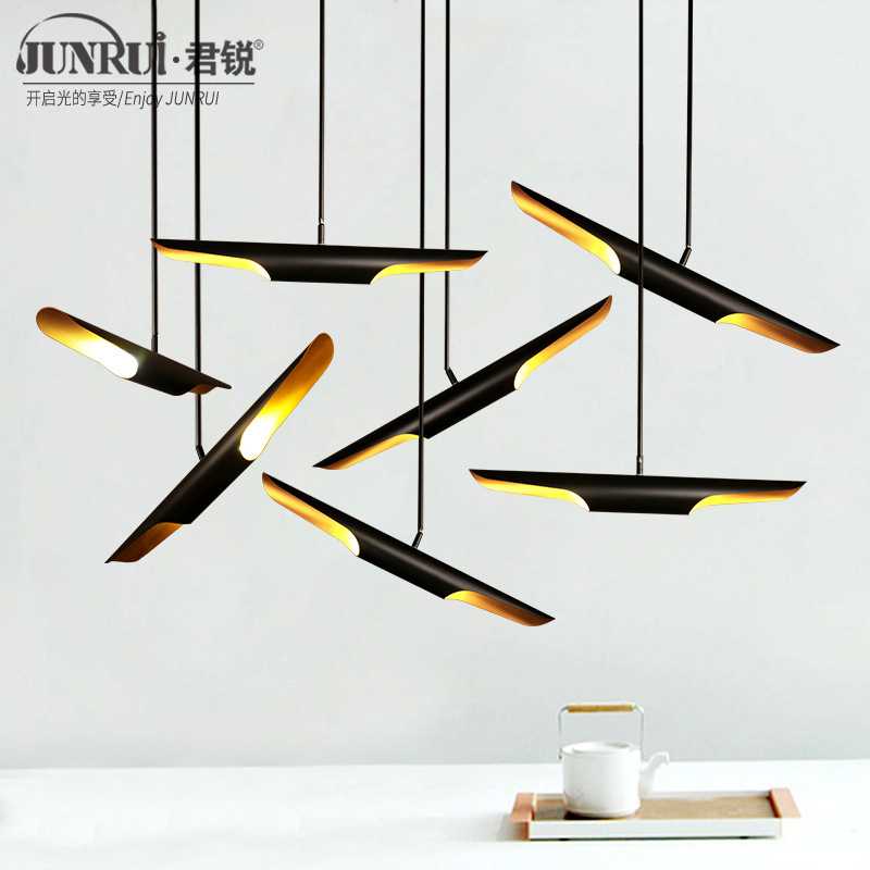 北欧餐厅长条吊灯复古美式乡村吧台灯创意书房斜口铝材吊灯服装灯