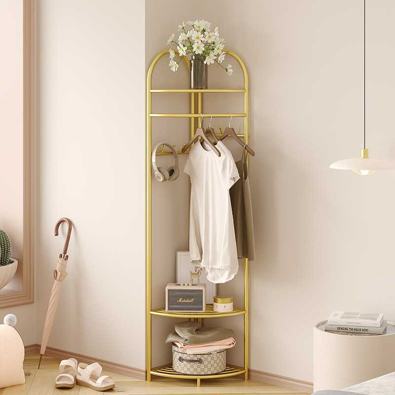 转角衣帽意式衣帽架落地式服装铁艺挂衣服墙角衣架落地式衣帽架