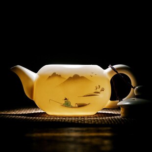 便携式 金镶玉羊脂玉白瓷功夫r户外旅行茶具套装 茶壶茶杯一壶四杯