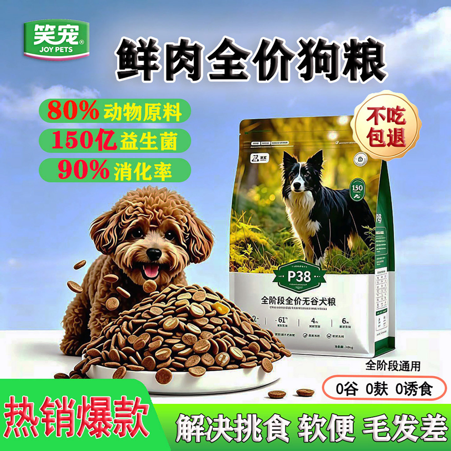 笑宠全价鲜肉无谷狗粮成幼犬通用图片