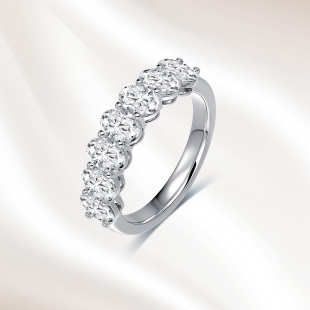 18K金培育钻石椭圆排戒叠戴超闪异形排钻戒指鸽子蛋真钻戒指环女