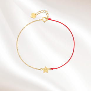 18K金碎碎冰转运红绳情侣款极细简约手链叠戴本命年手绳新年礼物