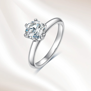 18K金培育钻石T家经典六爪钻戒一克拉求婚结婚铂金戒指定制送女友
