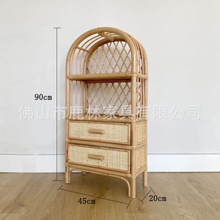 家居装 纯手工藤编置物架儿童置物储物架C日式 饰收纳书柜多层收纳