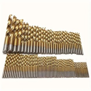1.5 99件麻花钻头套装 s10mm圆柄镀钛高速钢木工打孔钢板铁皮开孔