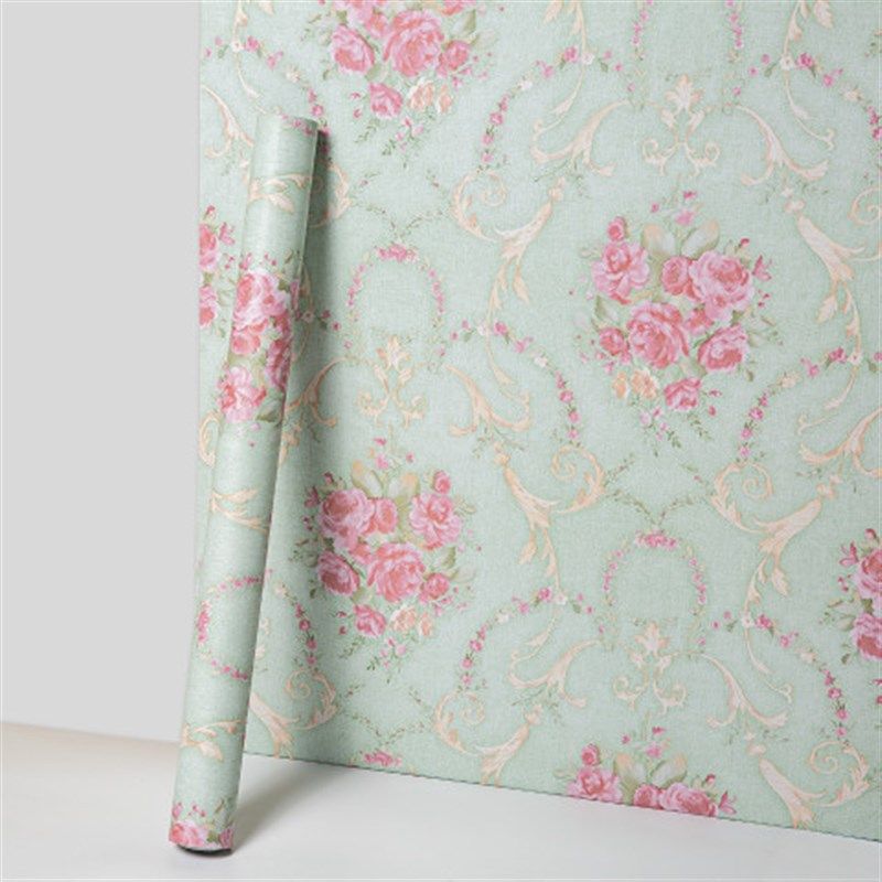 中高端背胶自粘墙纸加厚PVC防水防潮欧式壁纸温馨卧室客厅墙贴纸