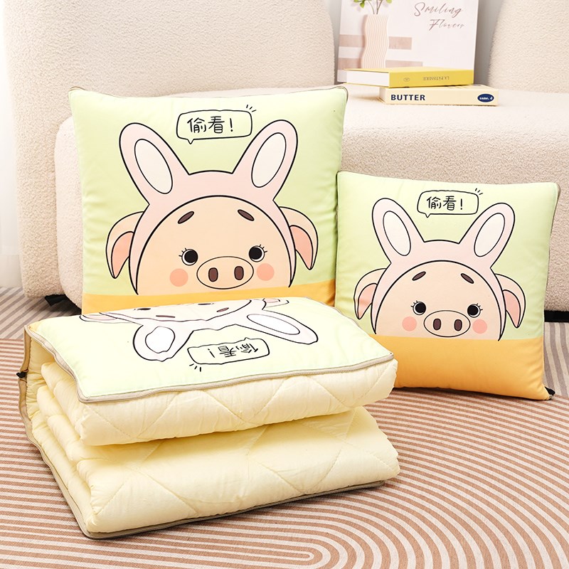 抱枕被子两用加厚空调毯子午x睡办公室枕头被汽车载靠枕折叠二合