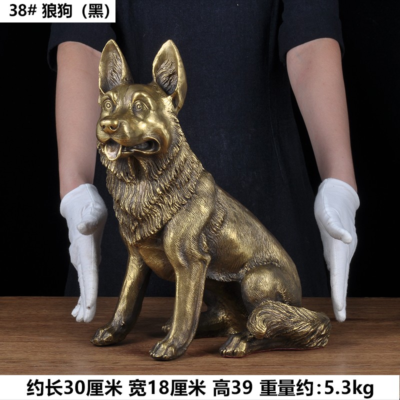 纯铜狼狗摆件客厅书房装r饰总经理办公室老板桌铜狗工艺品商务礼