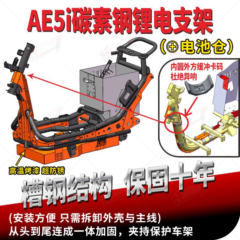 极核AE5ipor电动车r改装槽钢加固车架免焊接升级车力威第三方艾威
