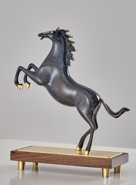 高端黄铜马e工艺品新中式办公室客厅玄关博古架书房酒柜装饰品摆