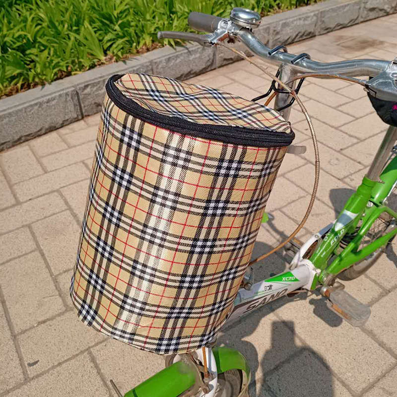 篮子水带自行车可折叠防车车w单车篓前挂菜篮子帆布电动车前车筐