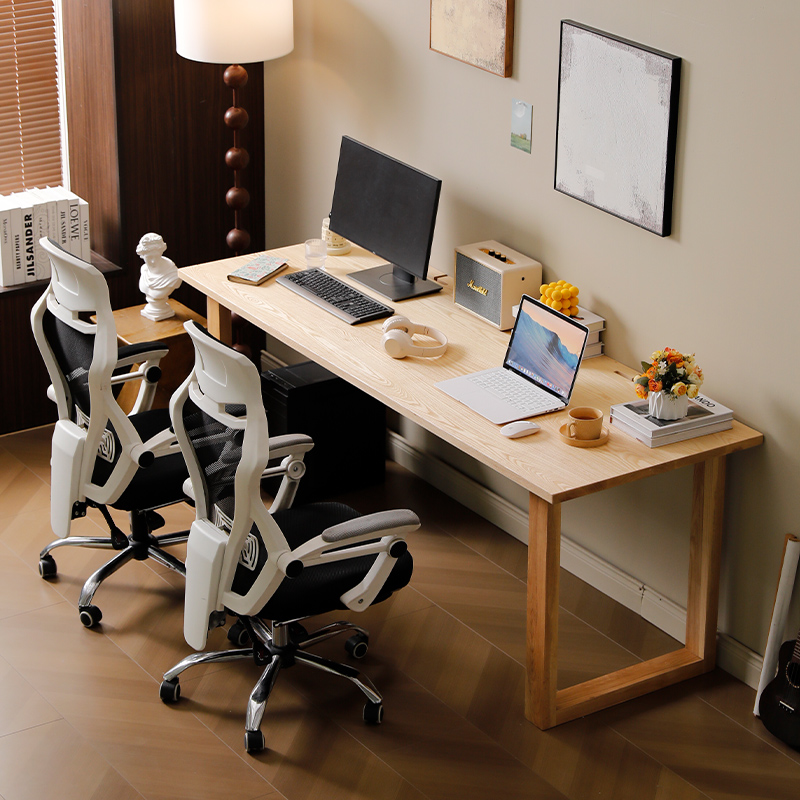北美FAS级白蜡木长书桌电脑桌
