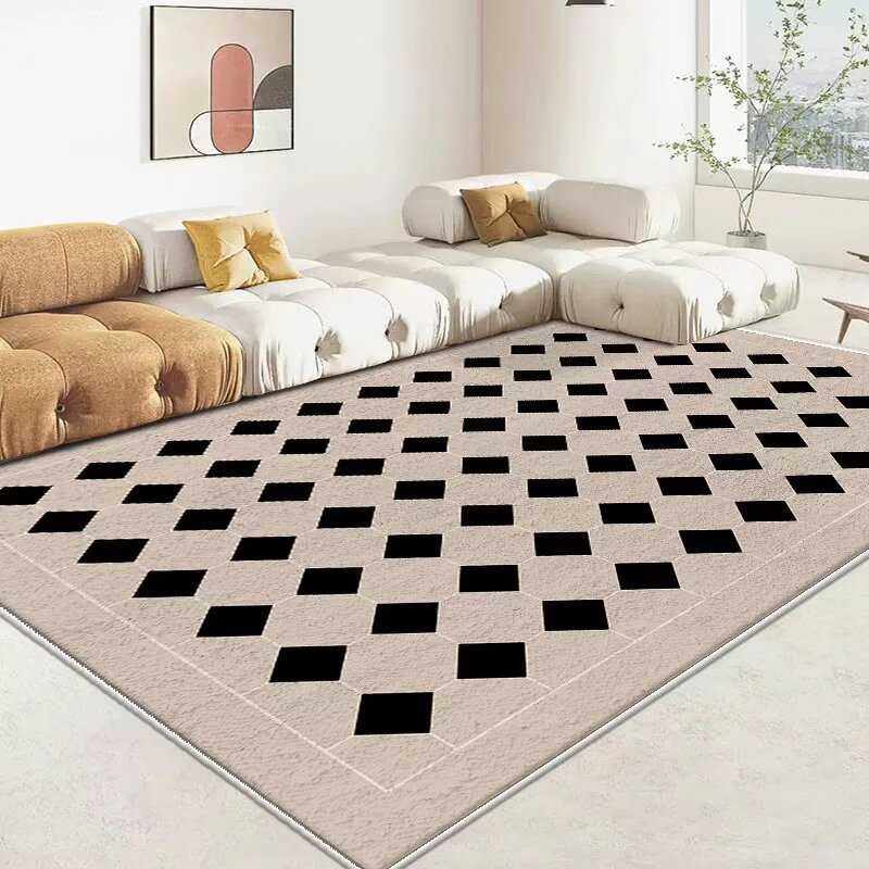 客厅仿羊绒地毯棉布防滑底ins风卧室床边毯沙发茶几毯家用大地毯