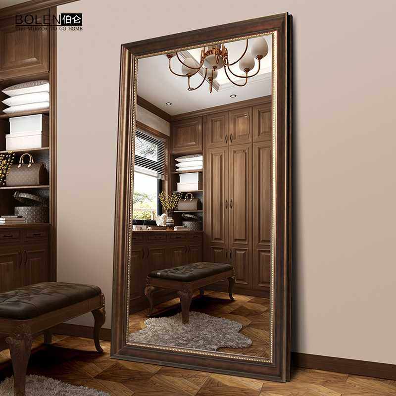 9C美式欧式穿衣镜子全身试衣镜落地镜复古全身服装店镜