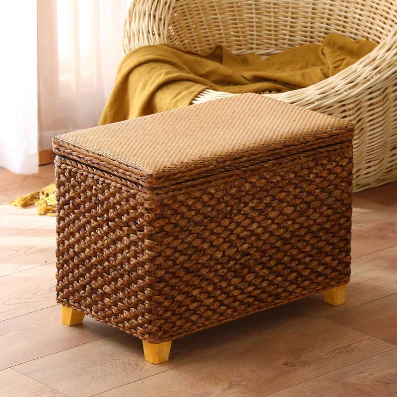 I1藤编收纳凳换鞋凳实木鞋柜鞋凳床尾凳沙发凳可坐人多功能储物坐