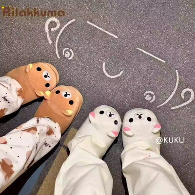 轻松熊保暖防滑棉拖鞋