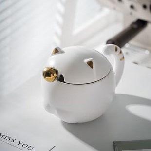 创意国潮猫咪陶瓷杯高颜值t网红马克杯简约家用情侣咖啡杯一件代