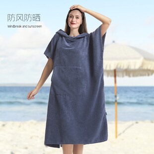 超细纤维速干斗篷毛n圈披风连帽浴巾游泳冲浪潜水防风保暖跨境热