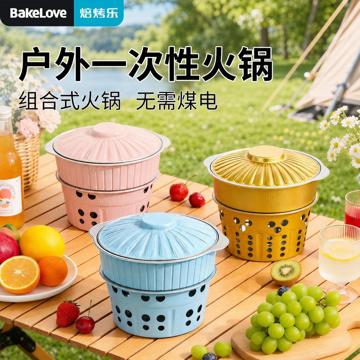 一次性锡纸火锅户外露营锅具图片