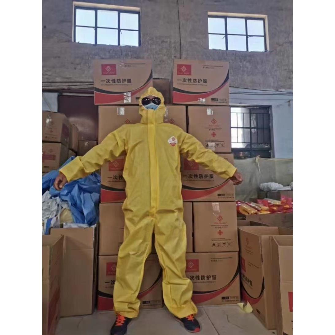 黄色 工业防化连体服 防酸碱化学 喷漆防尘生防化隔离防护服