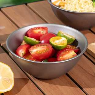 TA1纯钛大号双层沙拉碗户外野餐家用碗饭碗汤碗中空隔热野炊拌饭