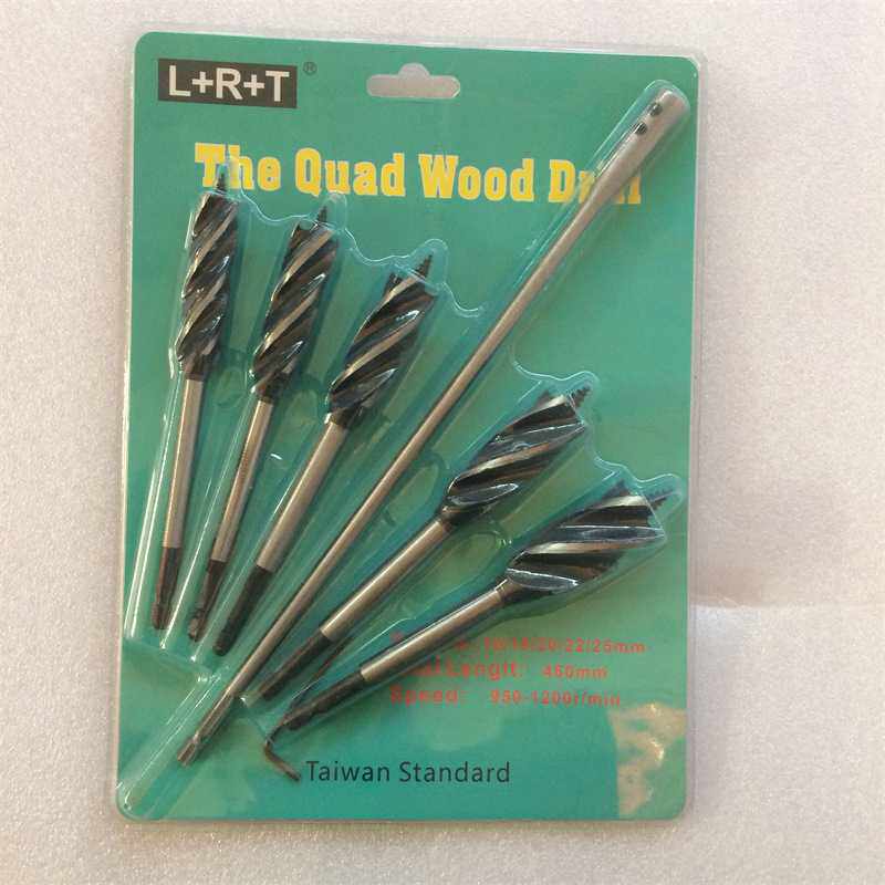 LRT四槽木工钻6PCS四刃支罗钻10-35头门锁开孔器门锁木工扩孔钻头