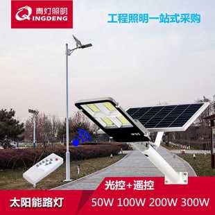LED太阳能分体路灯户外锂电池金豆挑臂50W100W200W300带智能遥控