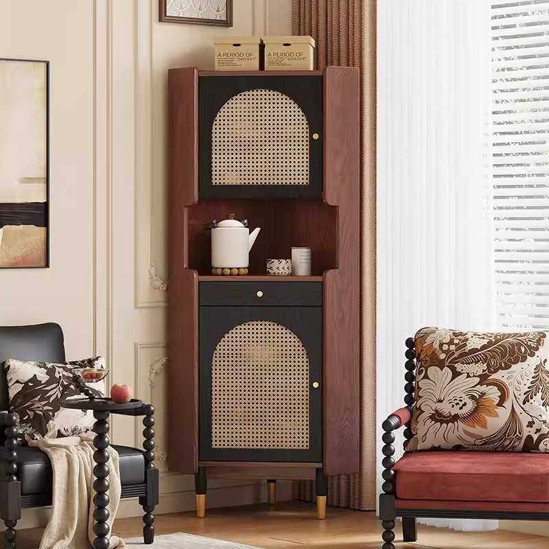 中古风实木藤编角柜客厅小户型靠墙储物柜美式复古风转角柜收纳柜,电子元器件市场,其它元器件,淘宝优惠券,粉丝福利购,淘宝优惠卷