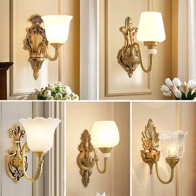 美式全铜壁灯简约复古欧式客厅背景墙壁走廊过道楼梯卧室床头灯具
