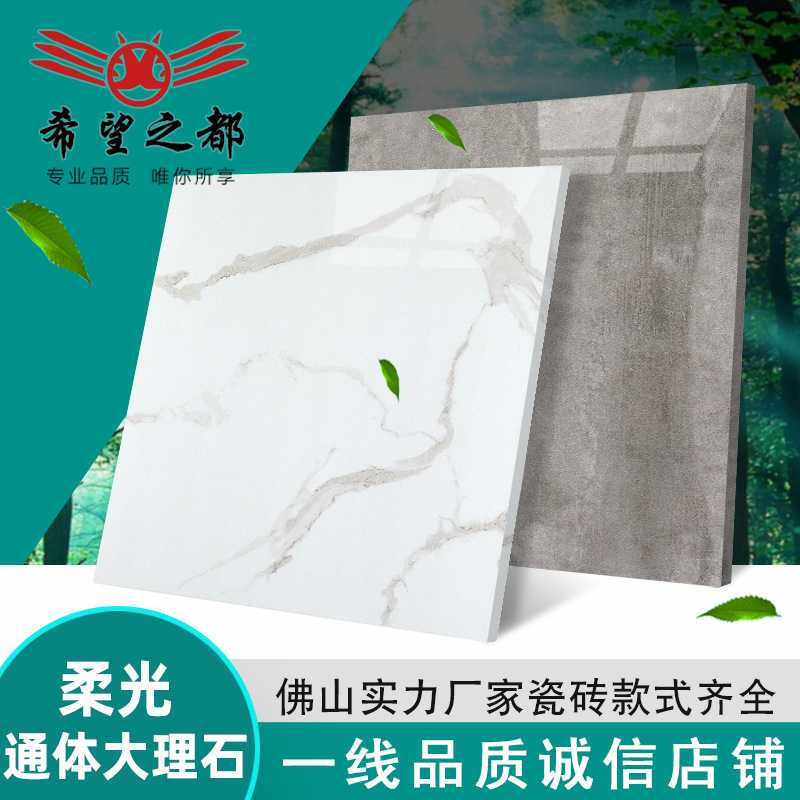 希望之都 柔光砖通体大理石瓷砖800x800灰白色客厅地砖简约地