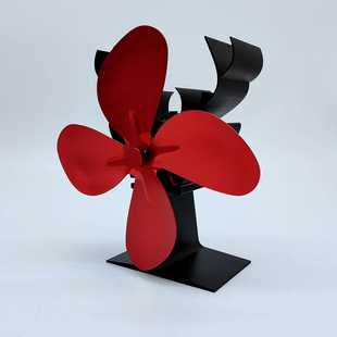 壁炉热能风扇2023新款麋鹿红色4叶铝合金属大风力热动力温差风扇
