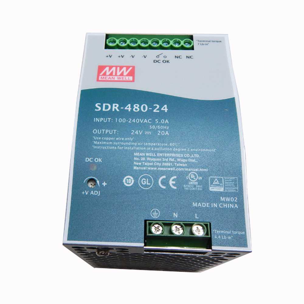 现货 SDR-480-24/48明纬导轨电源24V20A有PFC功能大功率工控设备