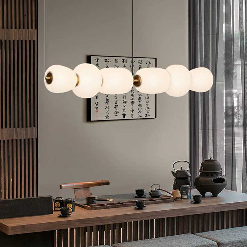 现代简约餐厅长条玻璃吊灯设计师创意新款北欧日式吧台茶桌书房灯