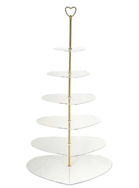 6层心形亚克力蛋糕展示架 婚礼节日糖果透明摆放架 Cake stand