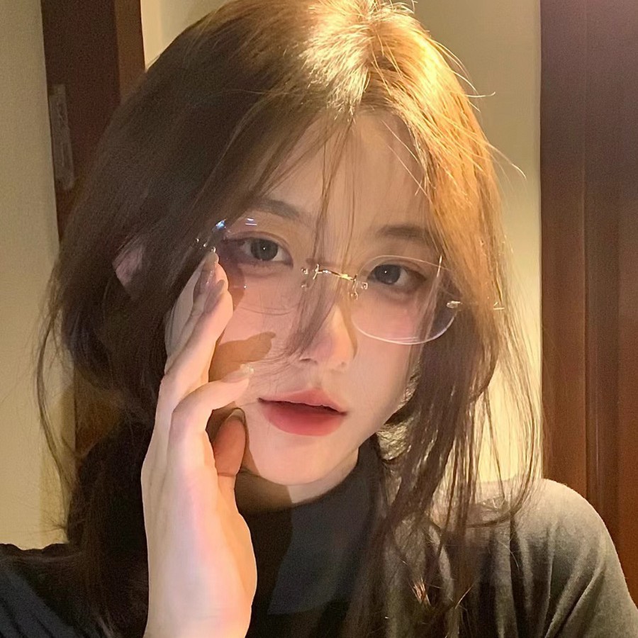 超轻无框近视眼镜女可配素颜眼睛无边框镜架防蓝光100度平光-XH