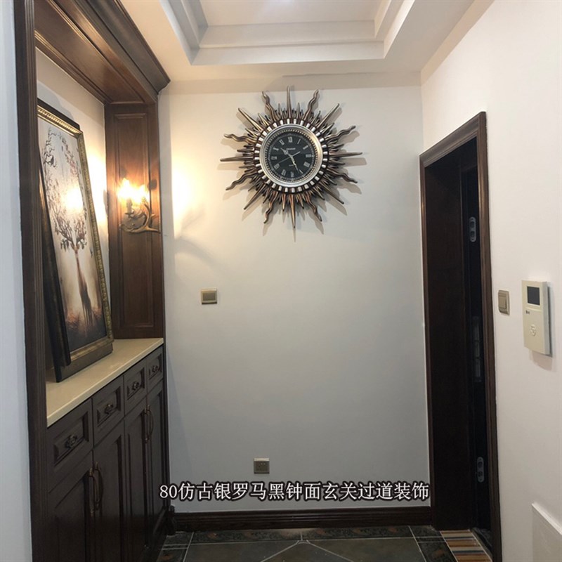 特大号简欧式复古钟表酒店太阳挂钟客厅装饰壁钟宾馆W钟静音石英