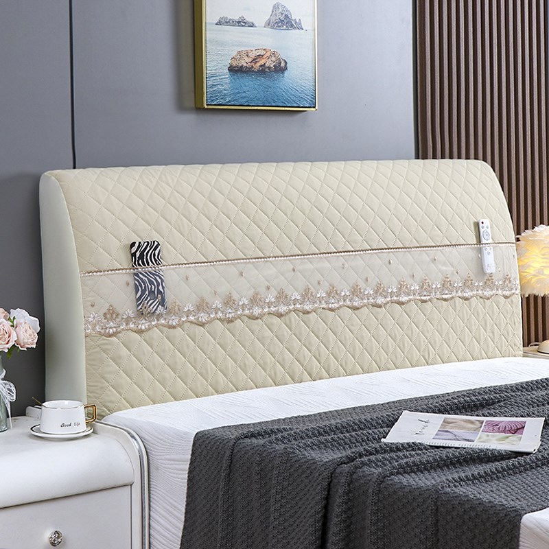 新款全包床头罩弹力软包夹棉床头套罩现I代简约木板欧式靠垫防尘