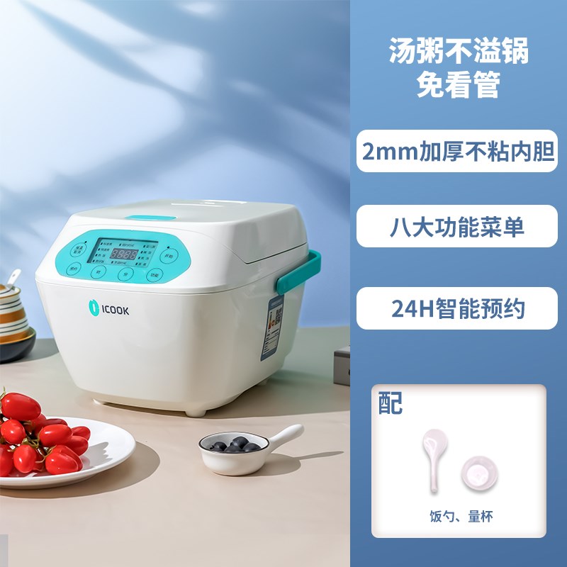 迷你电饭锅多功能家用2p-3-4人不粘锅电饭煲2升煲汤智能预约蒸饭