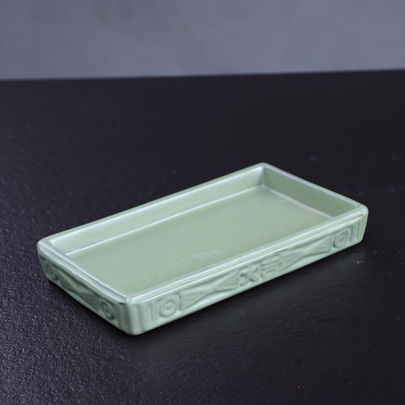 创意陶瓷长方形花盘花器接水垫托盘苔藓I球菖蒲底座中式插花打香