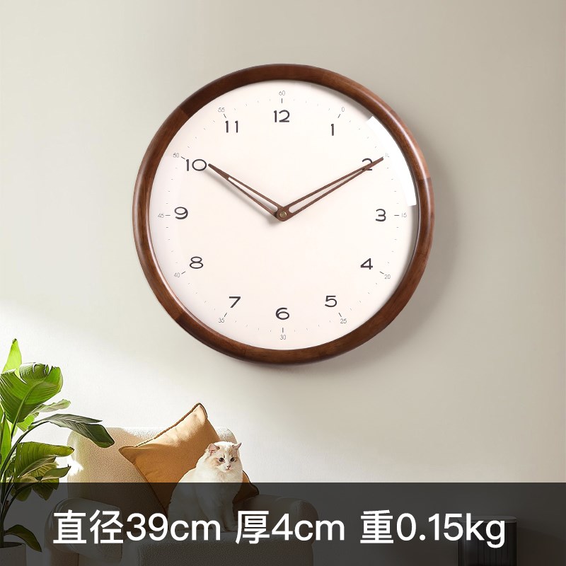 现代简约实木挂钟客厅家用时钟x挂墙时尚网红钟表2023新款复古挂