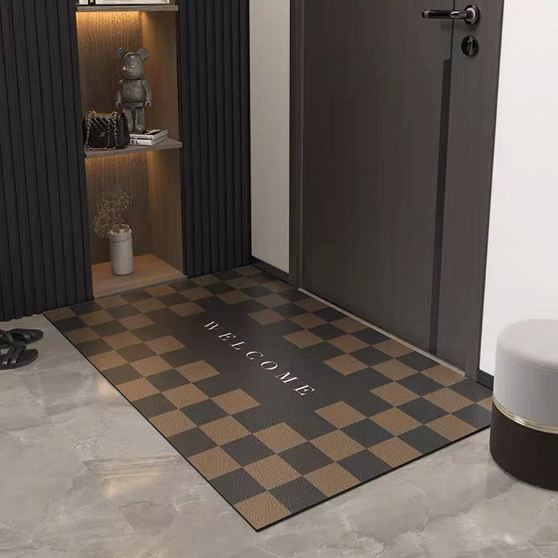 轻奢经典风皮革入户地垫s高级感玄关进门防水防滑耐脏可擦免洗门
