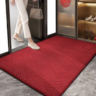 现代简约轻奢入户门地垫红色大门口进门门店防滑耐脏脚垫玄关地毯