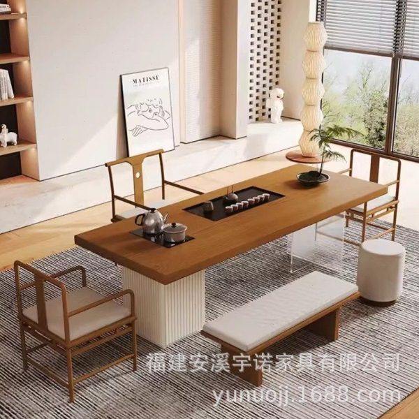 奶油风实木茶桌椅组合大板桌茶台烧水壶一体泡茶桌现简约公桌,商业/办公家具,茶台/茶桌,淘宝优惠券,粉丝福利购,淘宝优惠卷