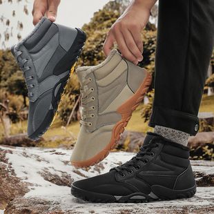 保暖男靴中筒高帮鞋 保暖靴男女加绒棉鞋 靴雪地靴男冬季 户外工装