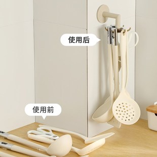 置物架收纳架锅铲勺子铲子挂架免打孔架子 厨房旋转吸盘挂钩壁挂式