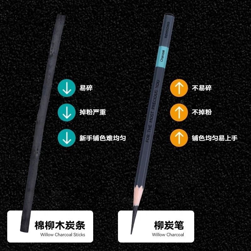 瑞萌特柳炭笔铺色棉柳木炭条瑞蒙特素描炭笔美术绘画铅笔哑光