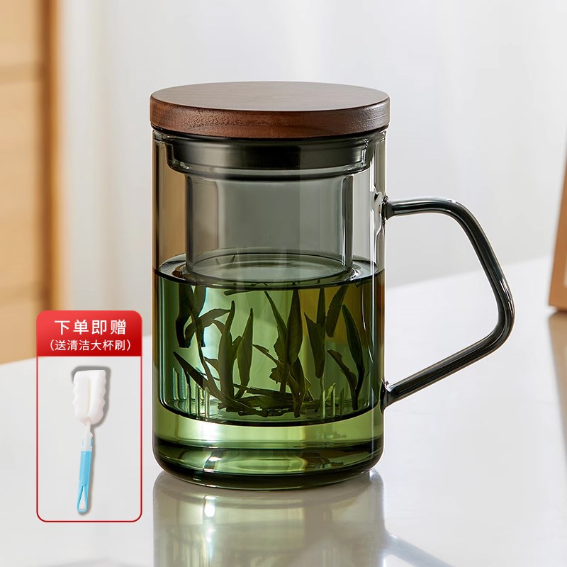 玻璃泡茶杯茶水分离绿茶杯过滤带盖办公室喝P茶杯子个人专用水杯